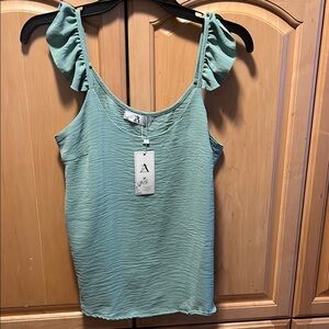 A New Day Women's Green Ruffle Sleeve Top